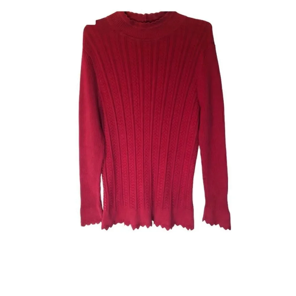 JEANNE PIERRE Red Medium Thick Sweater Long Sleeves Previously Owned
